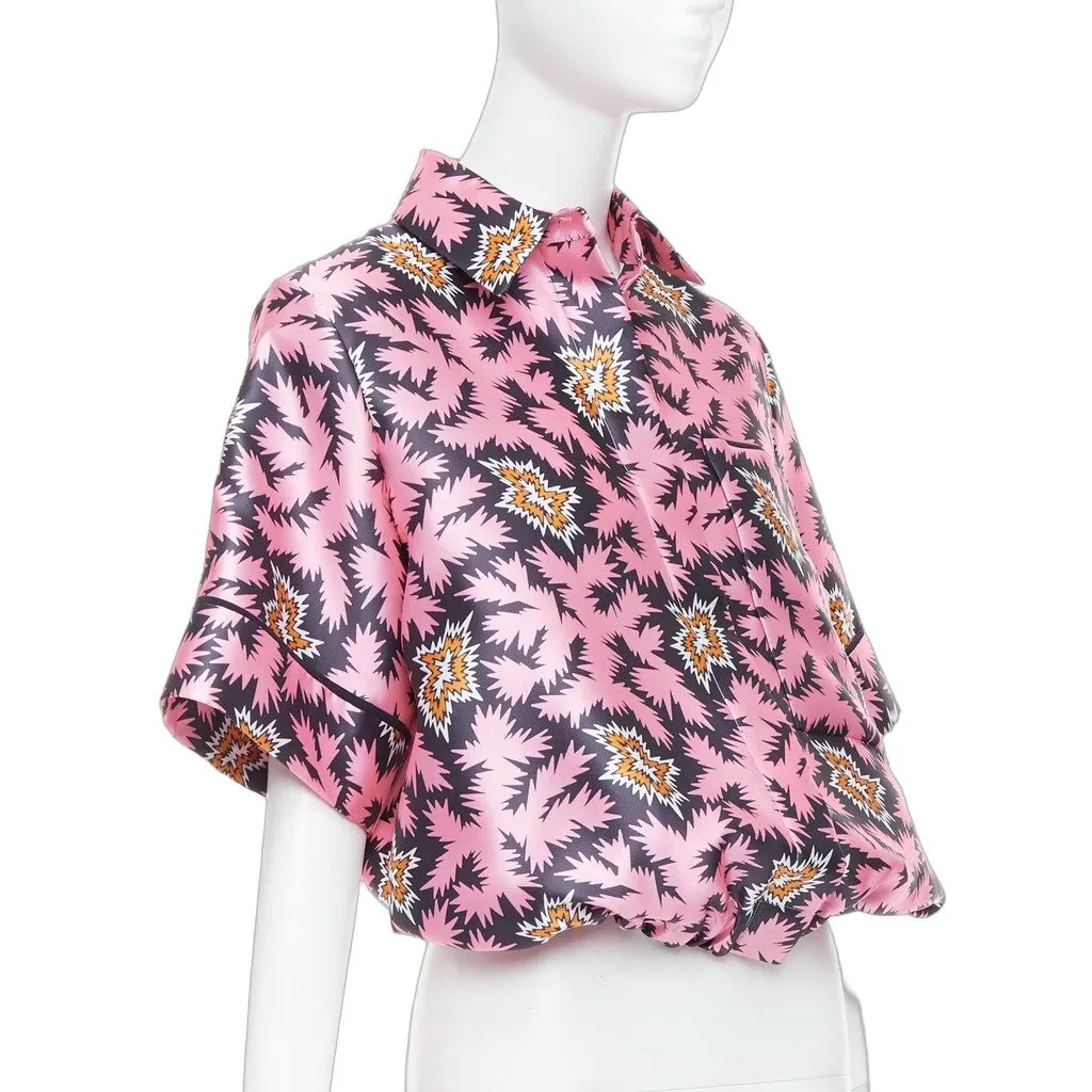 VICTORIA, VICTORIA BECKHAM Silk Graphic Overshirt Pink Polyester Never worn - Front View