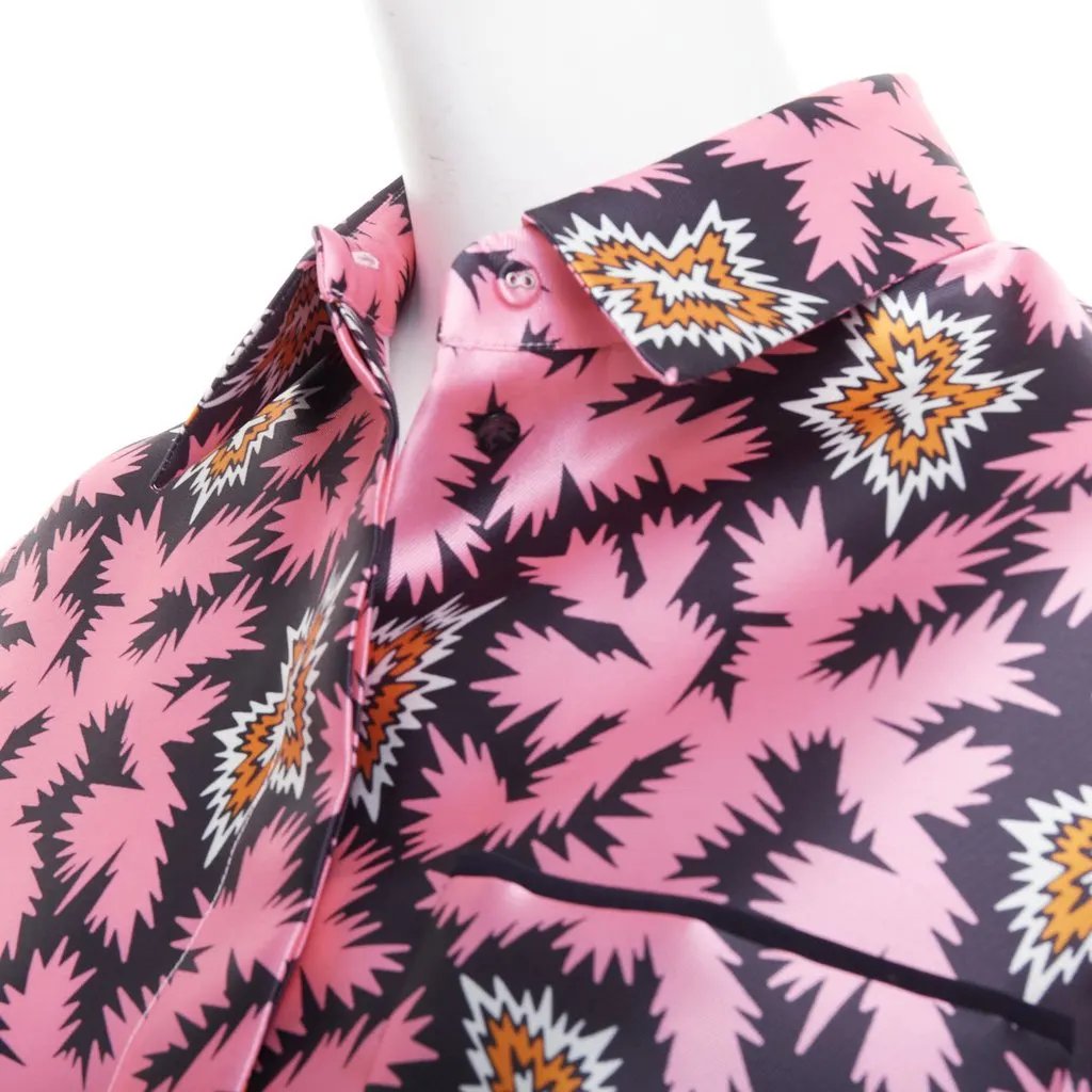 VICTORIA, VICTORIA BECKHAM Silk Graphic Overshirt Pink Polyester Never worn - Back View