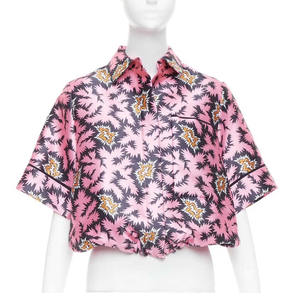 VICTORIA, VICTORIA BECKHAM Silk Graphic Overshirt Pink Polyester Never worn - Inside View