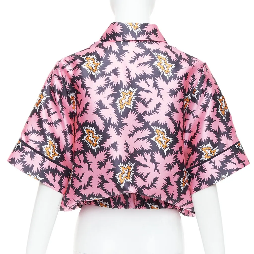 VICTORIA, VICTORIA BECKHAM Silk Graphic Overshirt Pink Polyester Never worn - Box View
