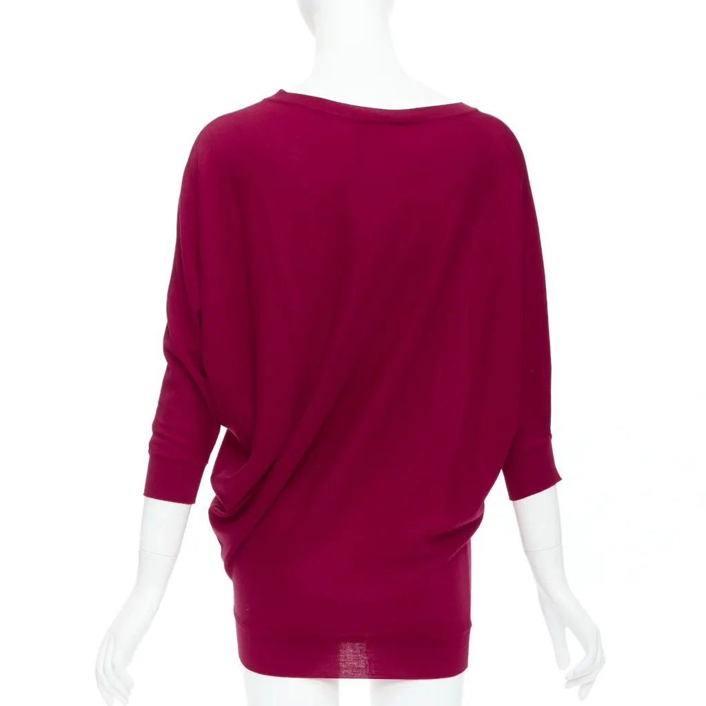 Alexander McQueen Asymmetric Drape Sweater Red Wool Never worn - Box View