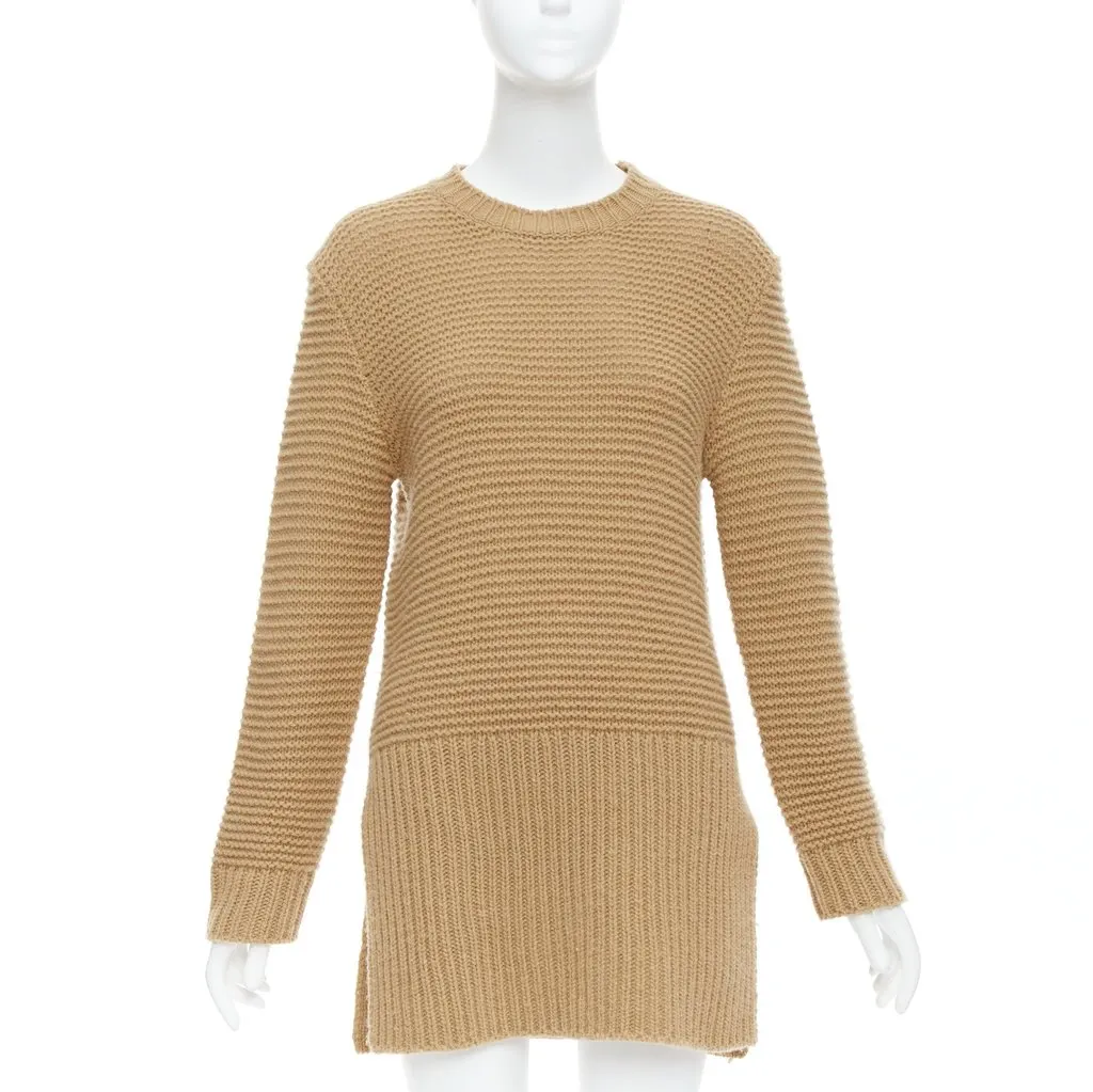 Marni Contrasting Ribbed Sweater Camel Wool Never worn - Inside View
