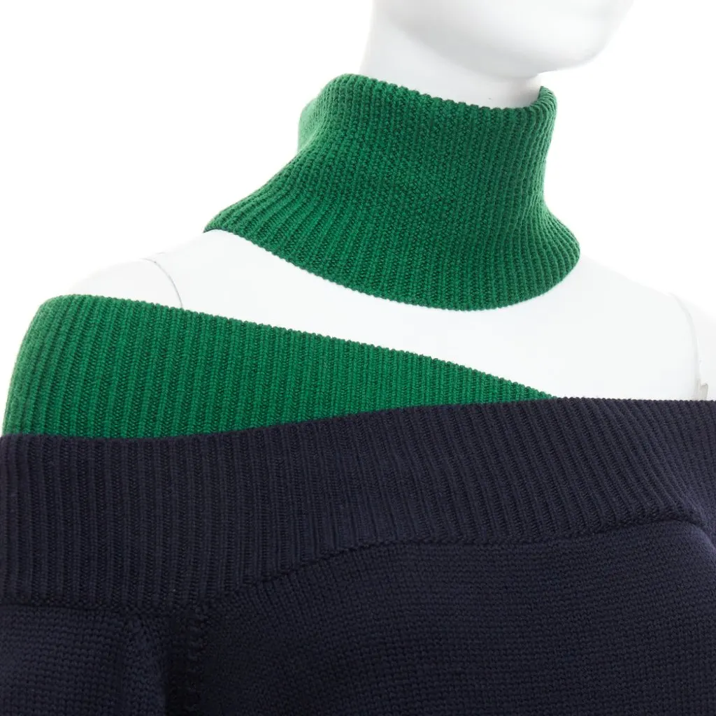Monse Asymmetric Cut Out Sweater Green Wool Very good - Back View