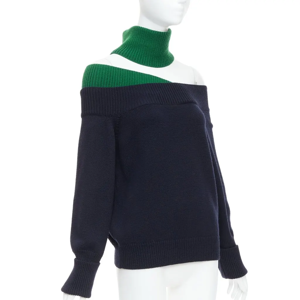 Monse Asymmetric Cut Out Sweater Green Wool Very good - Inside View