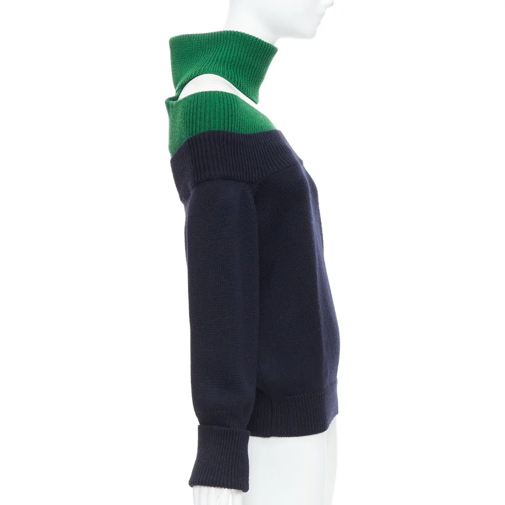 Monse Asymmetric Cut Out Sweater Green Wool Very good - Model View