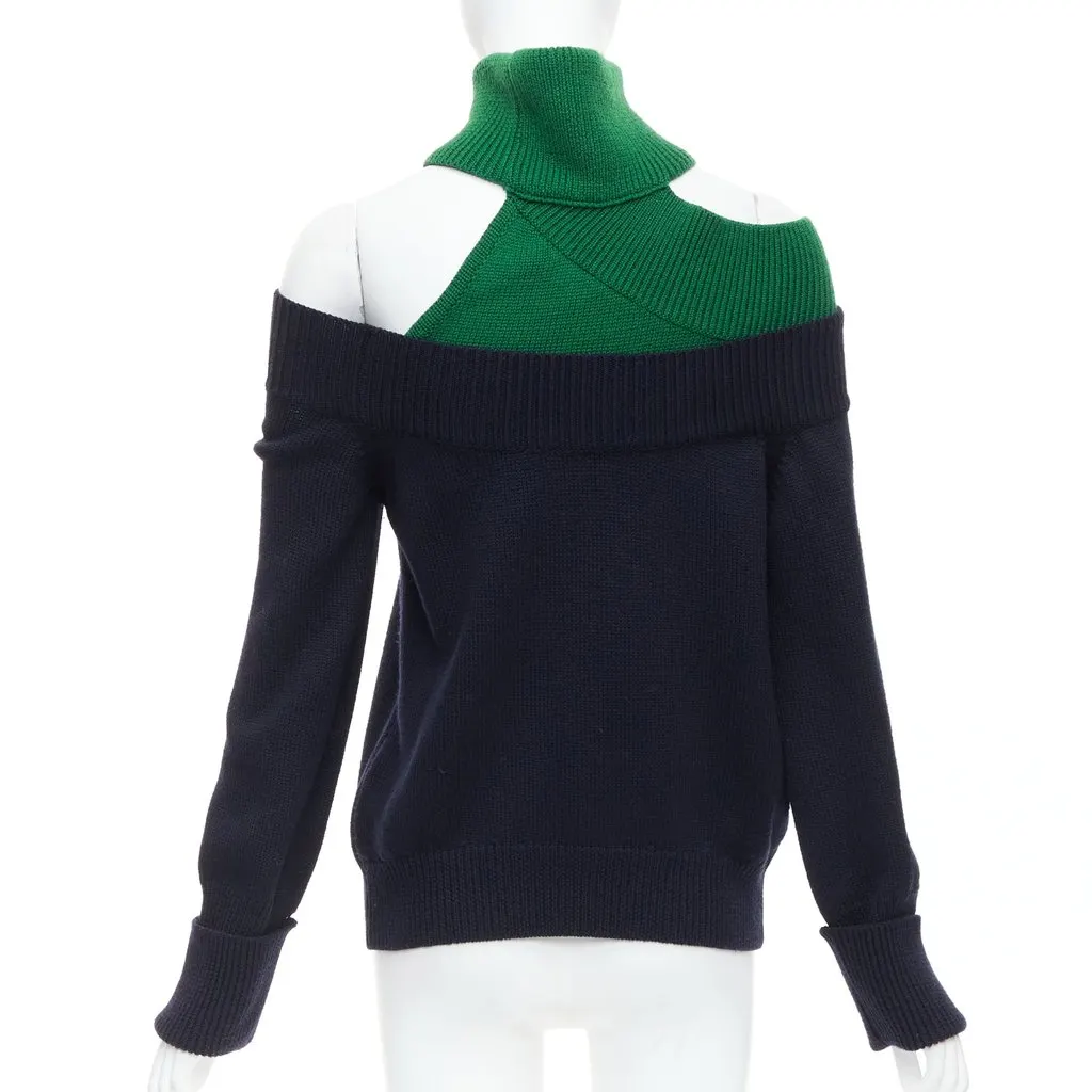 Monse Asymmetric Cut Out Sweater Green Wool Very good - Box View
