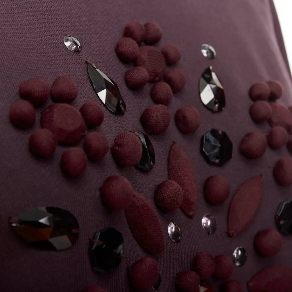 Lanvin Crystal Embellished Pullover Burgundy Cotton Very good - Back View