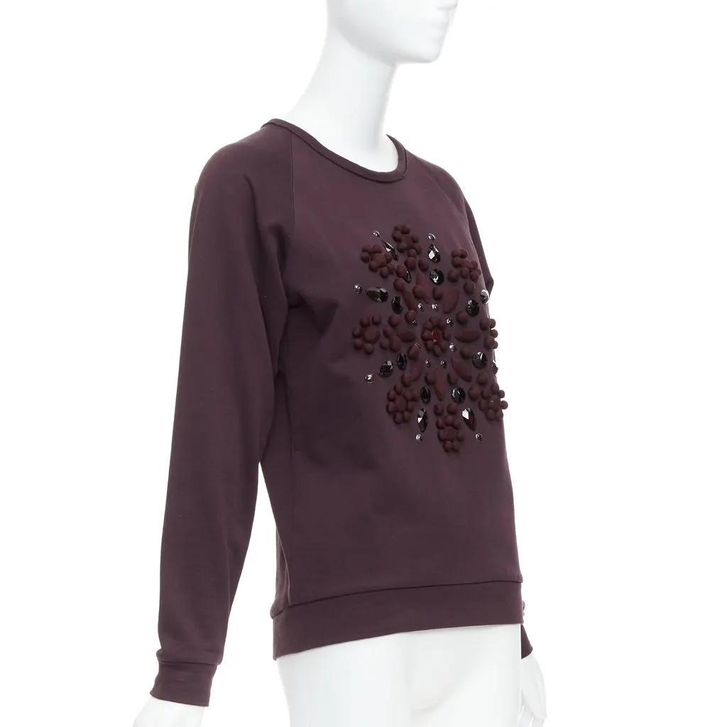 Lanvin Crystal Embellished Pullover Burgundy Cotton Very good - Inside View
