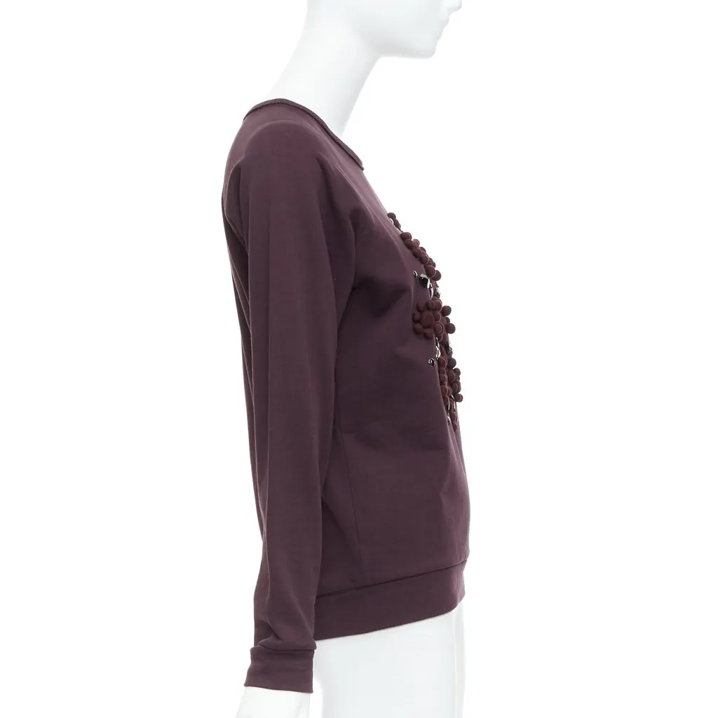 Lanvin Crystal Embellished Pullover Burgundy Cotton Very good - Model View