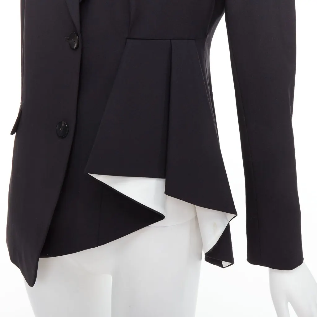 Theory Black Pleated Side Blazer Black Wool Good - Back View