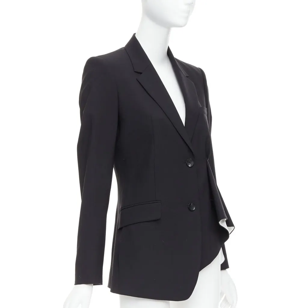 Theory Black Pleated Side Blazer Black Wool Good - Model View