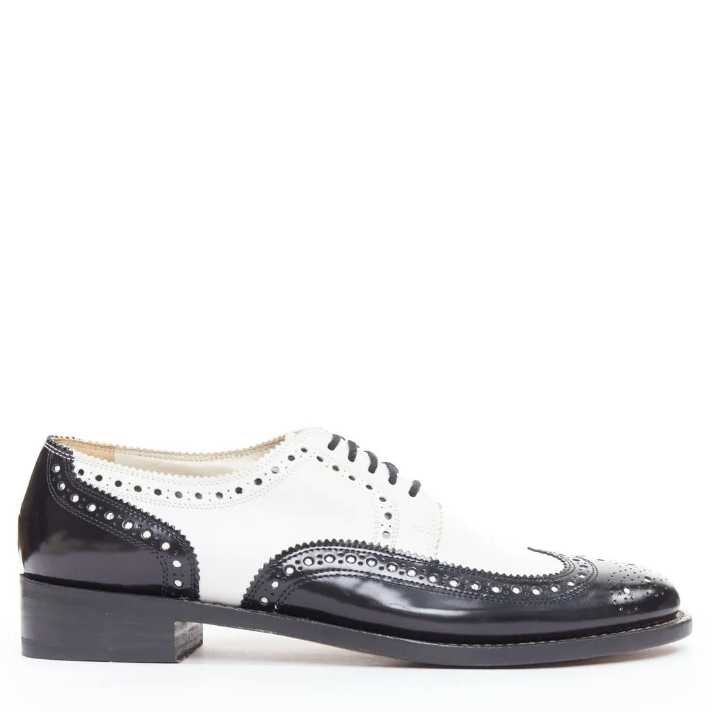 Robert Clergerie Bicolor Derby Brogue Black Leather Very good - Front View