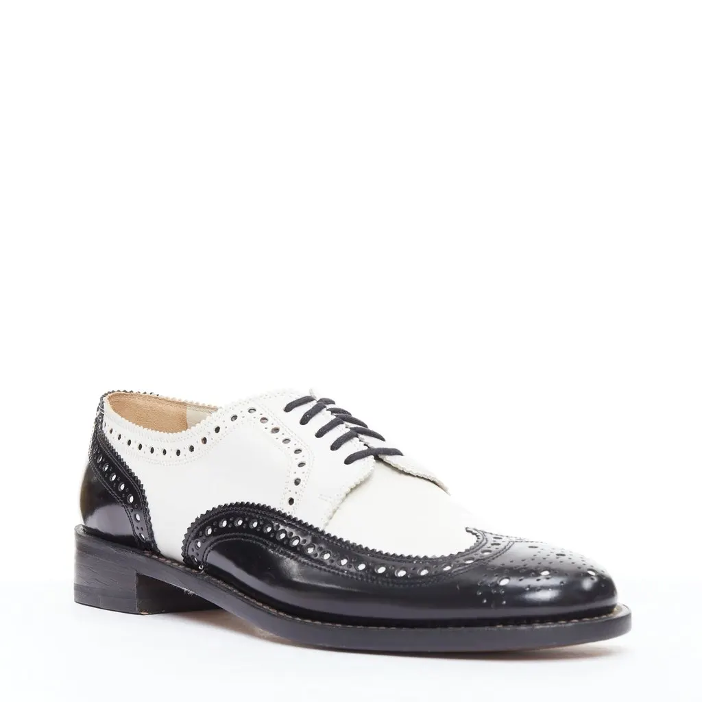 Robert Clergerie Bicolor Derby Brogue Black Leather Very good - Back View