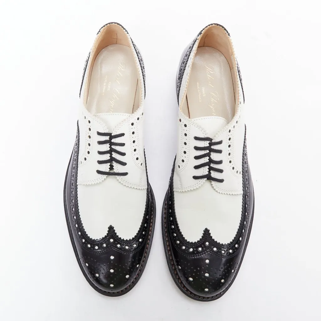Robert Clergerie Bicolor Derby Brogue Black Leather Very good - Inside View