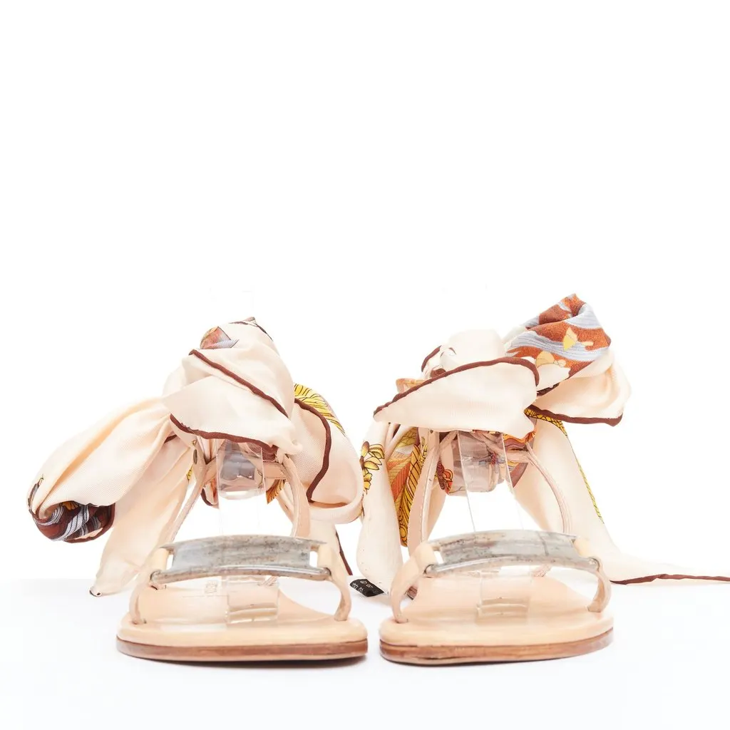 Avec Moderation Scarf Tie Sandals Pink Leather Fair - Inside View