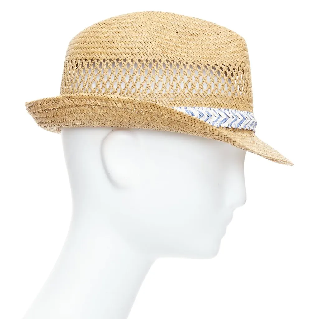 Comme des Garçons Straw Ribbon Fedora Beige Rattan Fair - Model View