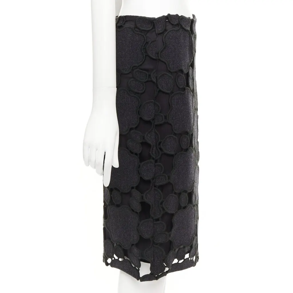 Miu Miu Cloud Embroidery Skirt Grey Wool Never worn - Model View