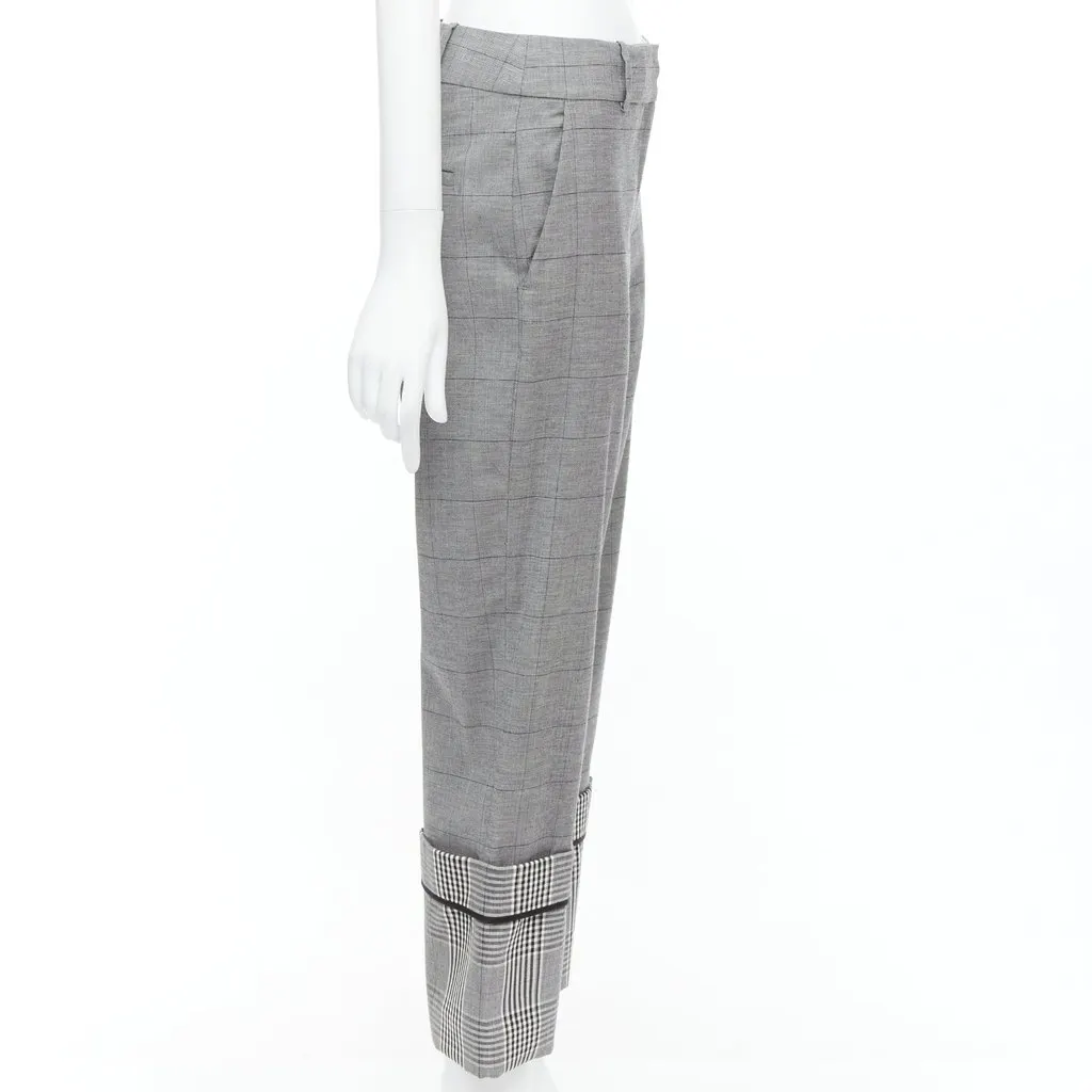 Monse Checkered Hem Pants Grey Wool Never worn - Model View