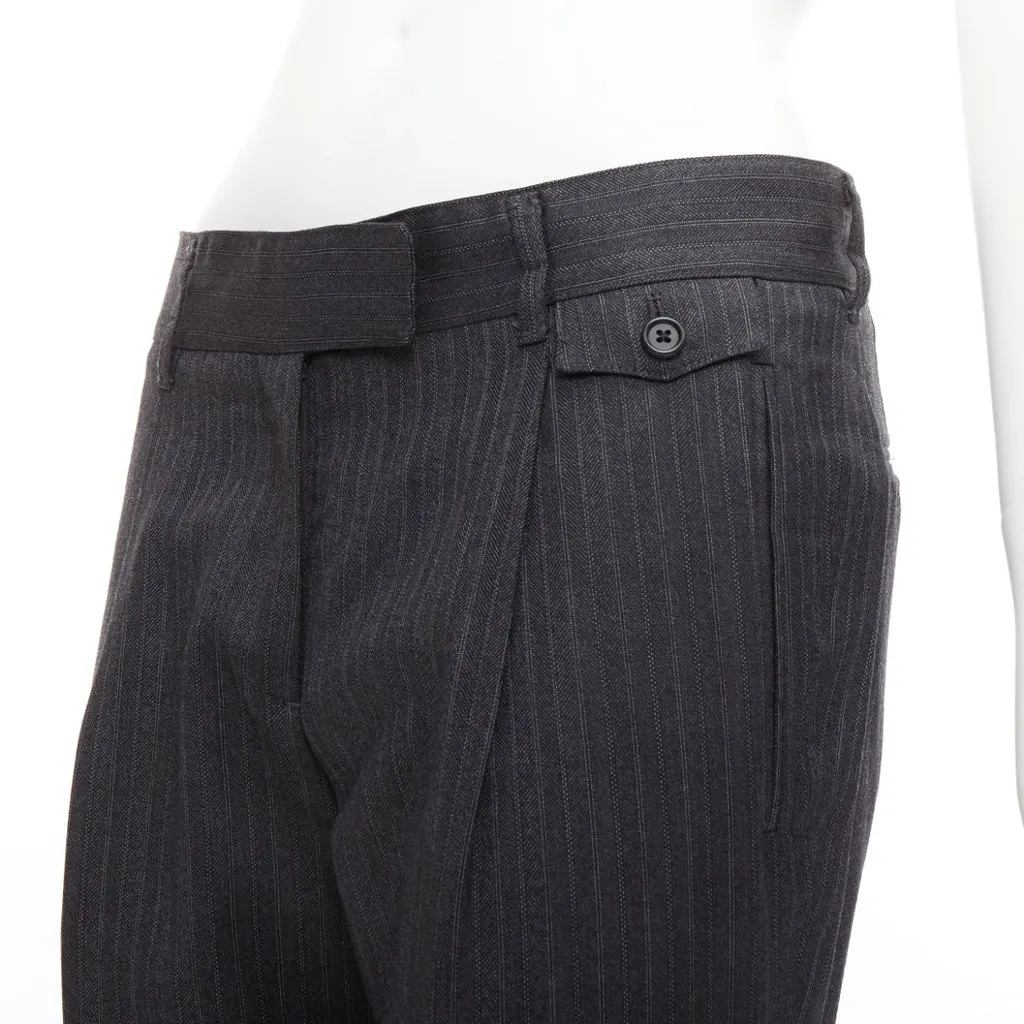 Prada Pinstripe Cuffed Pants Grey Wool Never worn - Back View