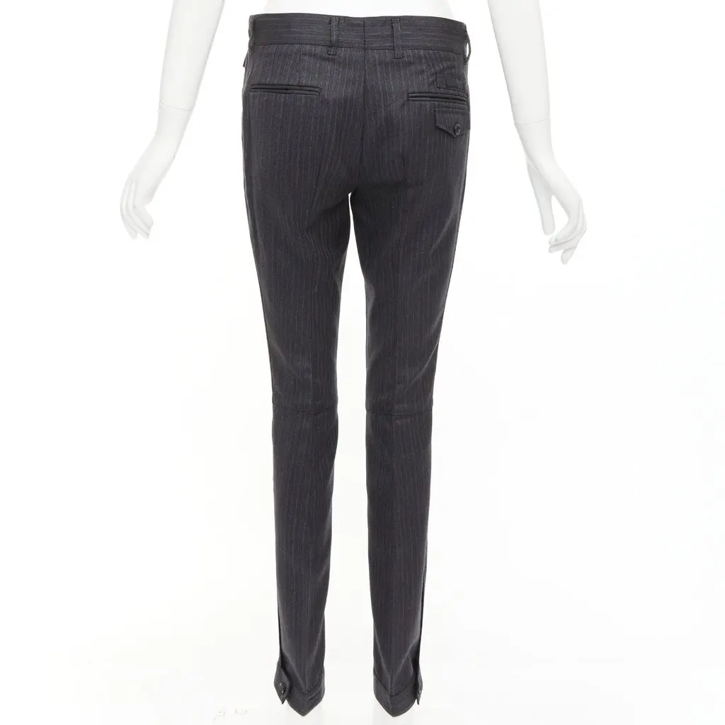Prada Pinstripe Cuffed Pants Grey Wool Never worn - Box View