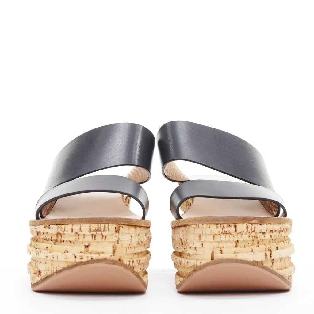 Chloé Cork Wedge Sandals Navy Leather Very good - Inside View