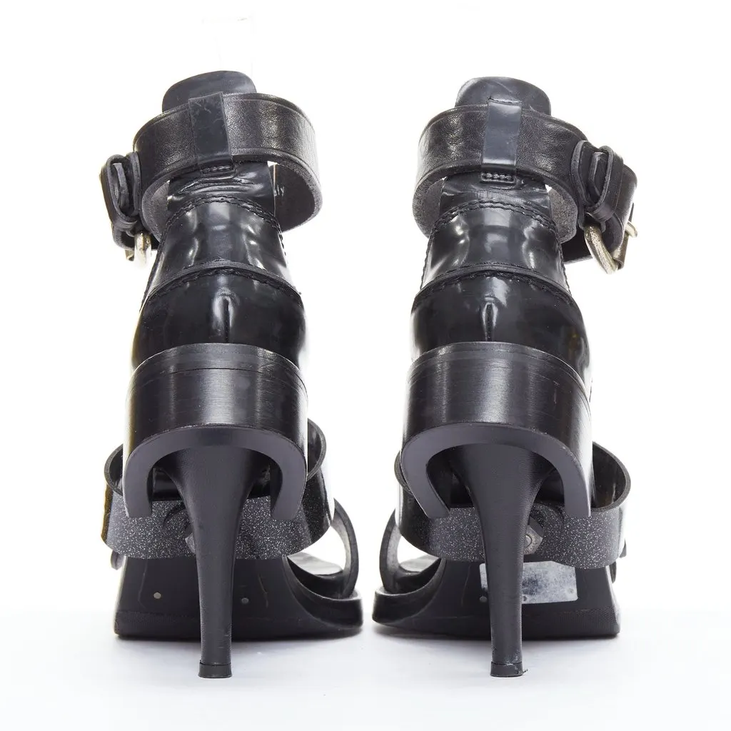 Acne Studios Buckle Heel Sandals Black Leather Fair - Box View