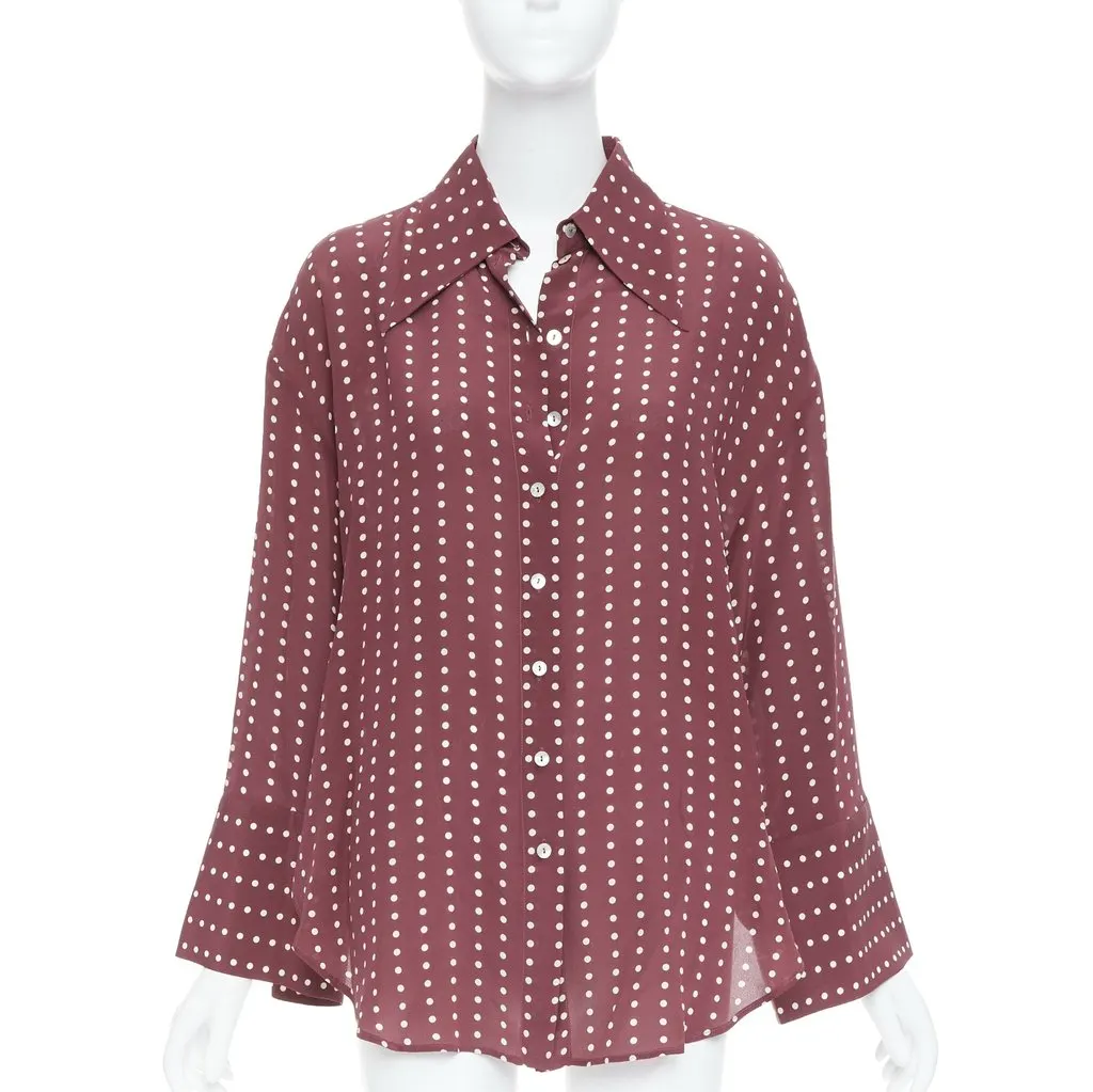 Antonio Marras Polka Dot Shirt Burgundy Silk Very good - Front View