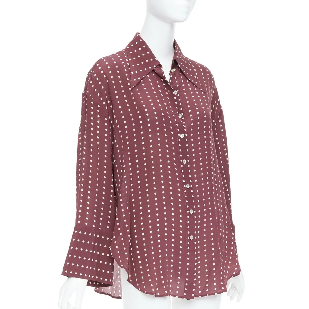 Antonio Marras Polka Dot Shirt Burgundy Silk Very good - Inside View