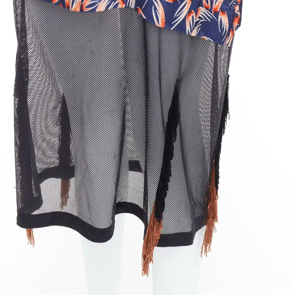 Toga Archives Tropical Fringe Dress Navy Very good - Back View