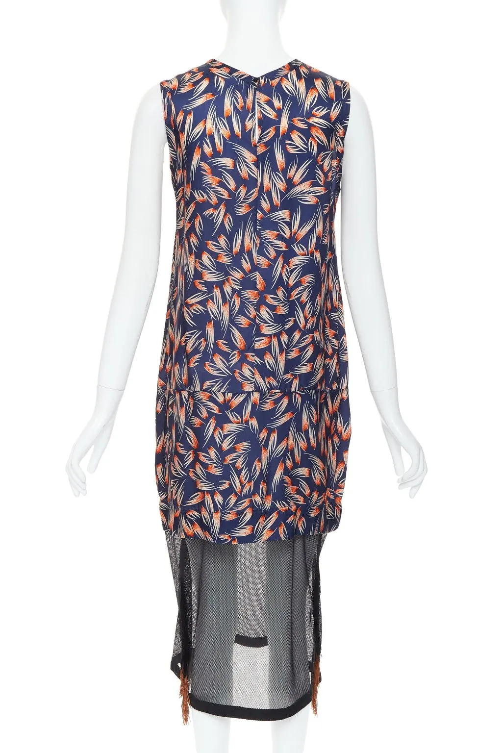 Toga Archives Tropical Fringe Dress Navy Very good - Box View