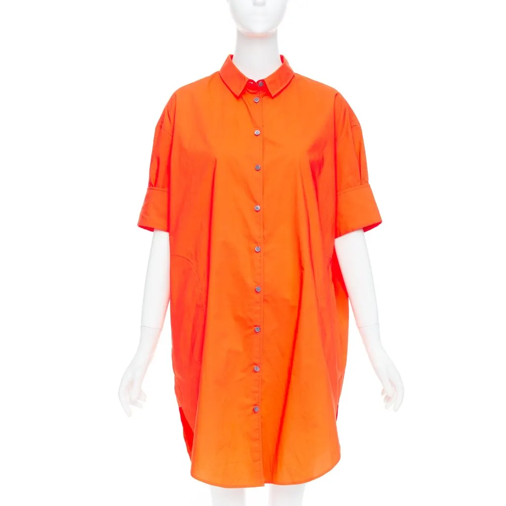 Acne Studios Neon Shirt Dress Orange Cotton Very good - Inside View