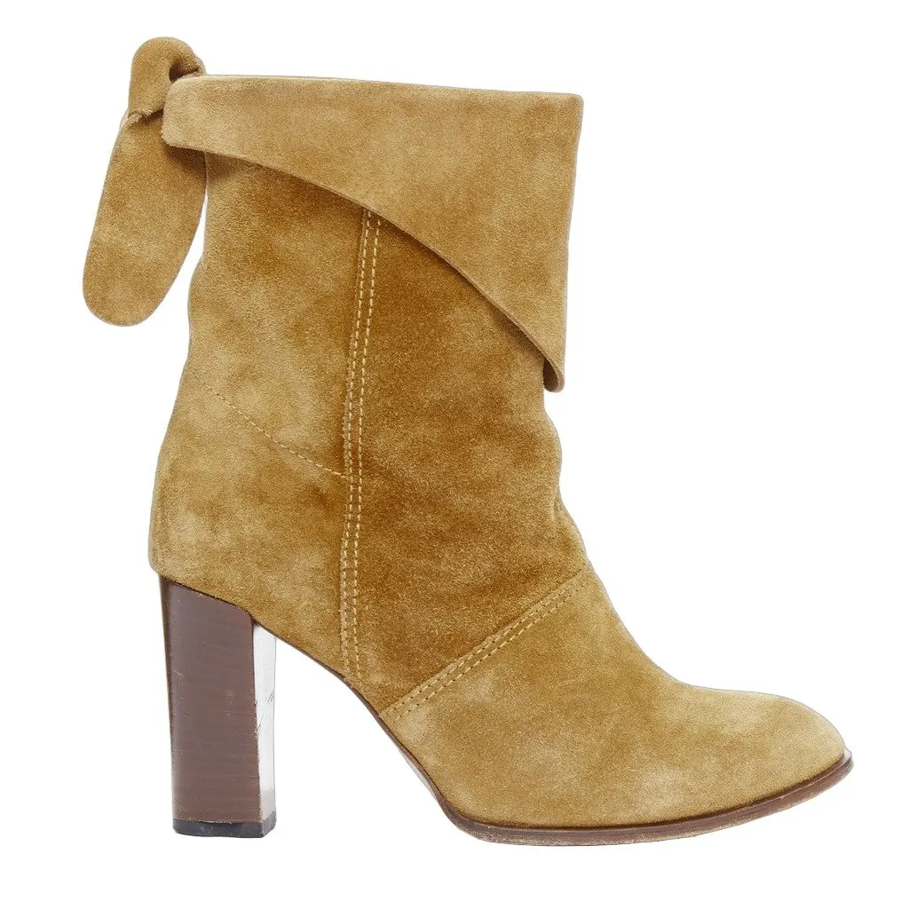 Marc Jacobs Distressed Elastic Boots Brown Leather Good - Front View