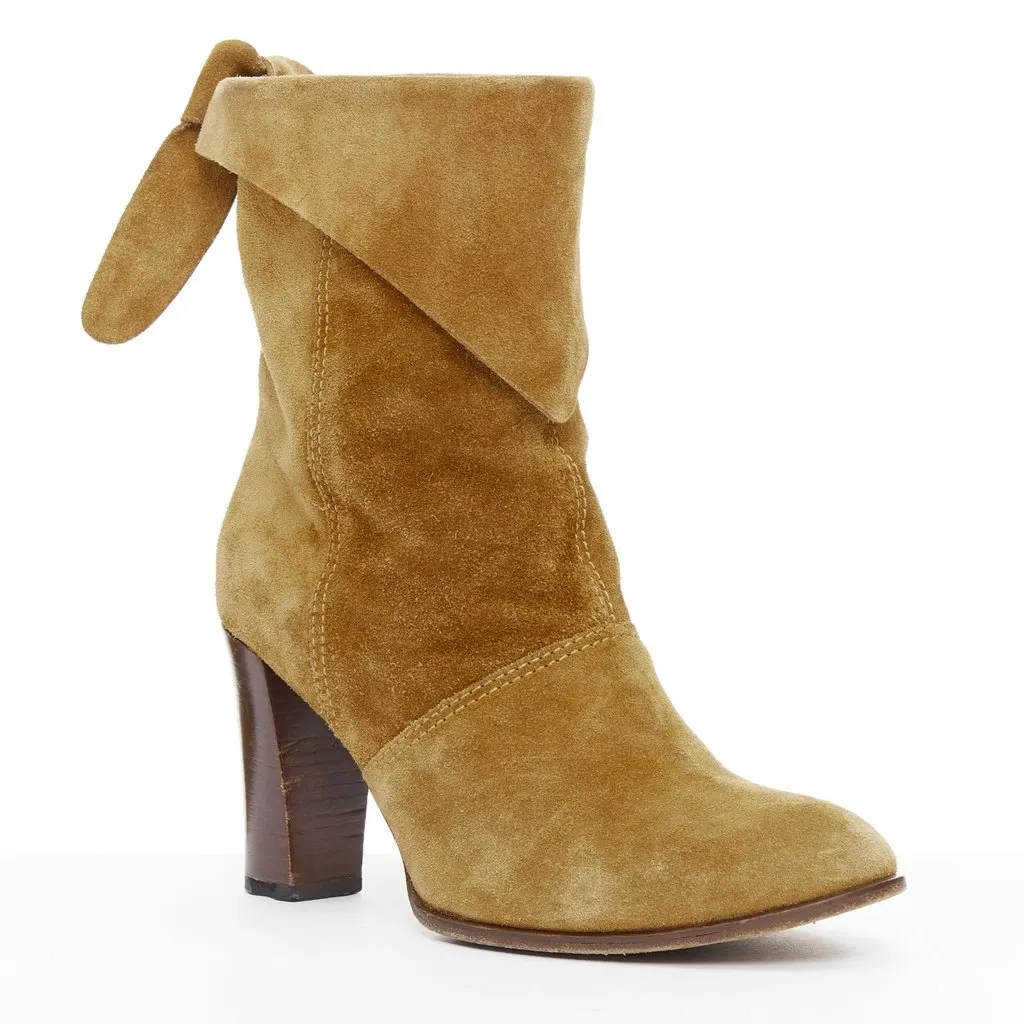 Marc Jacobs Distressed Elastic Boots Brown Leather Good - Back View
