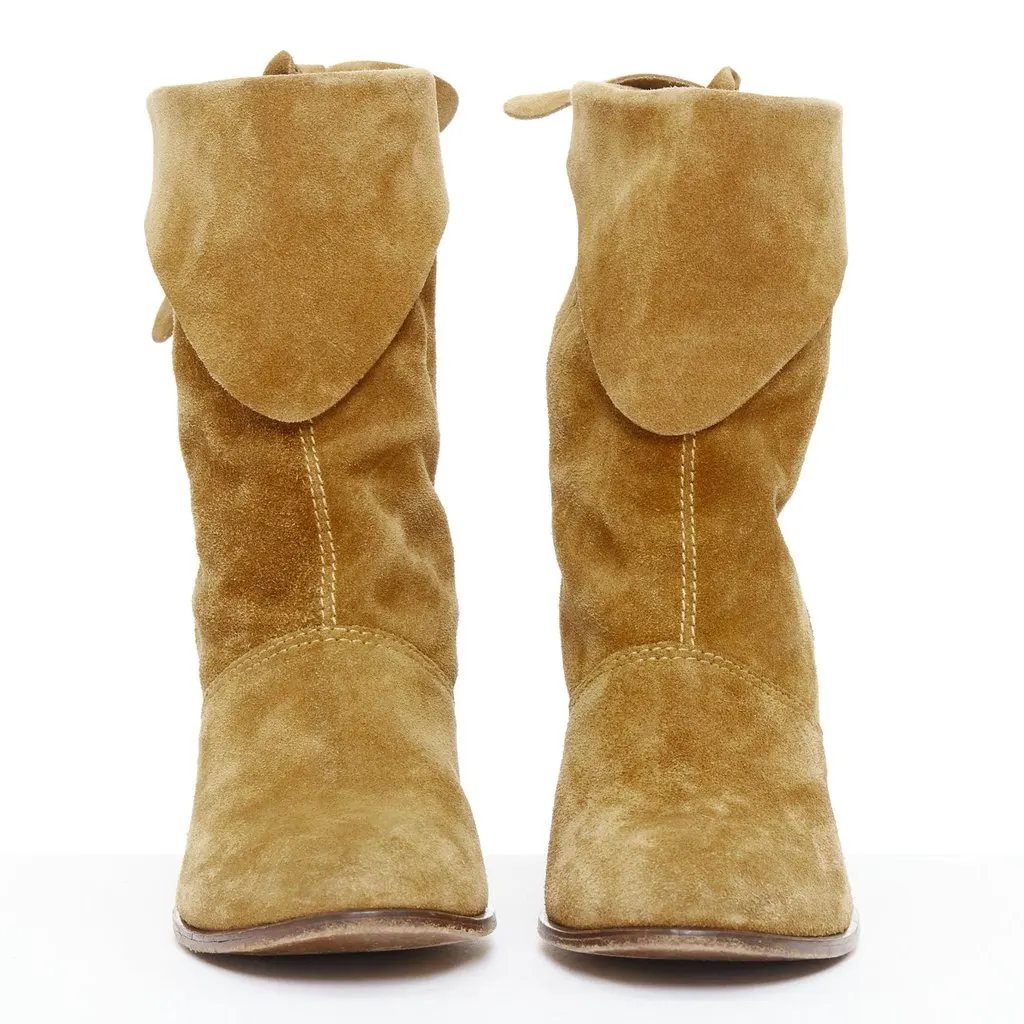 Marc Jacobs Distressed Elastic Boots Brown Leather Good - Inside View