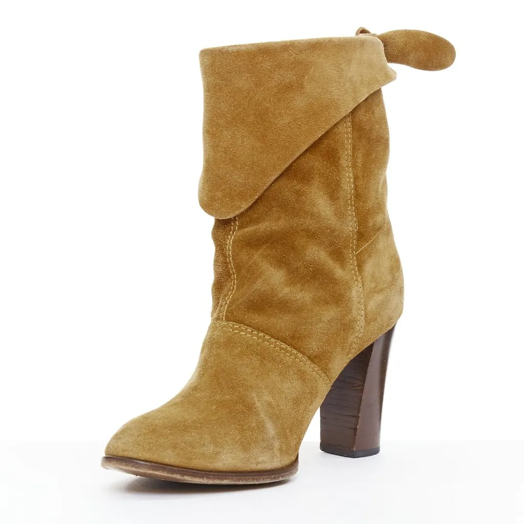 Marc Jacobs Distressed Elastic Boots Brown Leather Good - Model View
