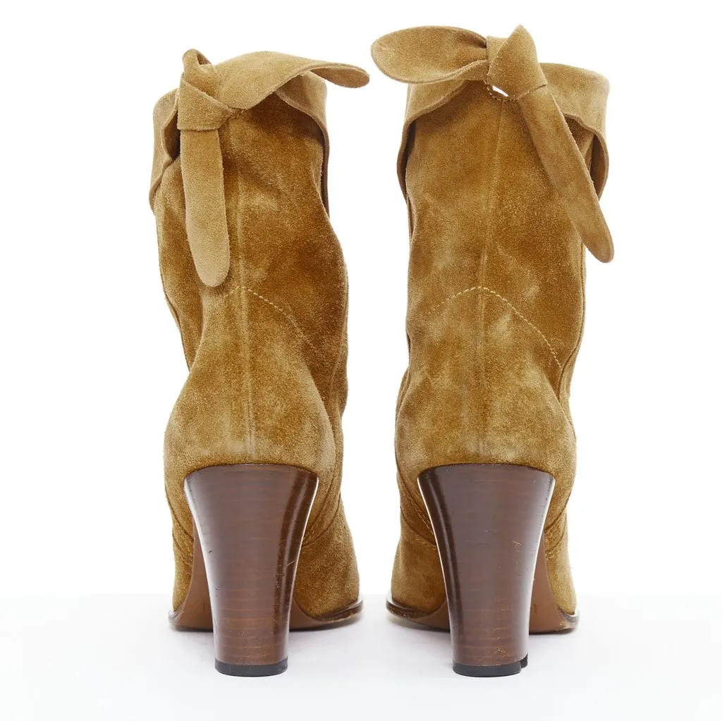 Marc Jacobs Distressed Elastic Boots Brown Leather Good - Box View
