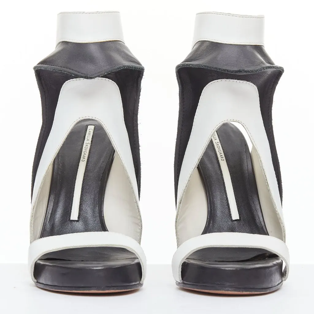 Camilla Skovgaard Ridged Cutout Sandals Black Leather Very good - Inside View