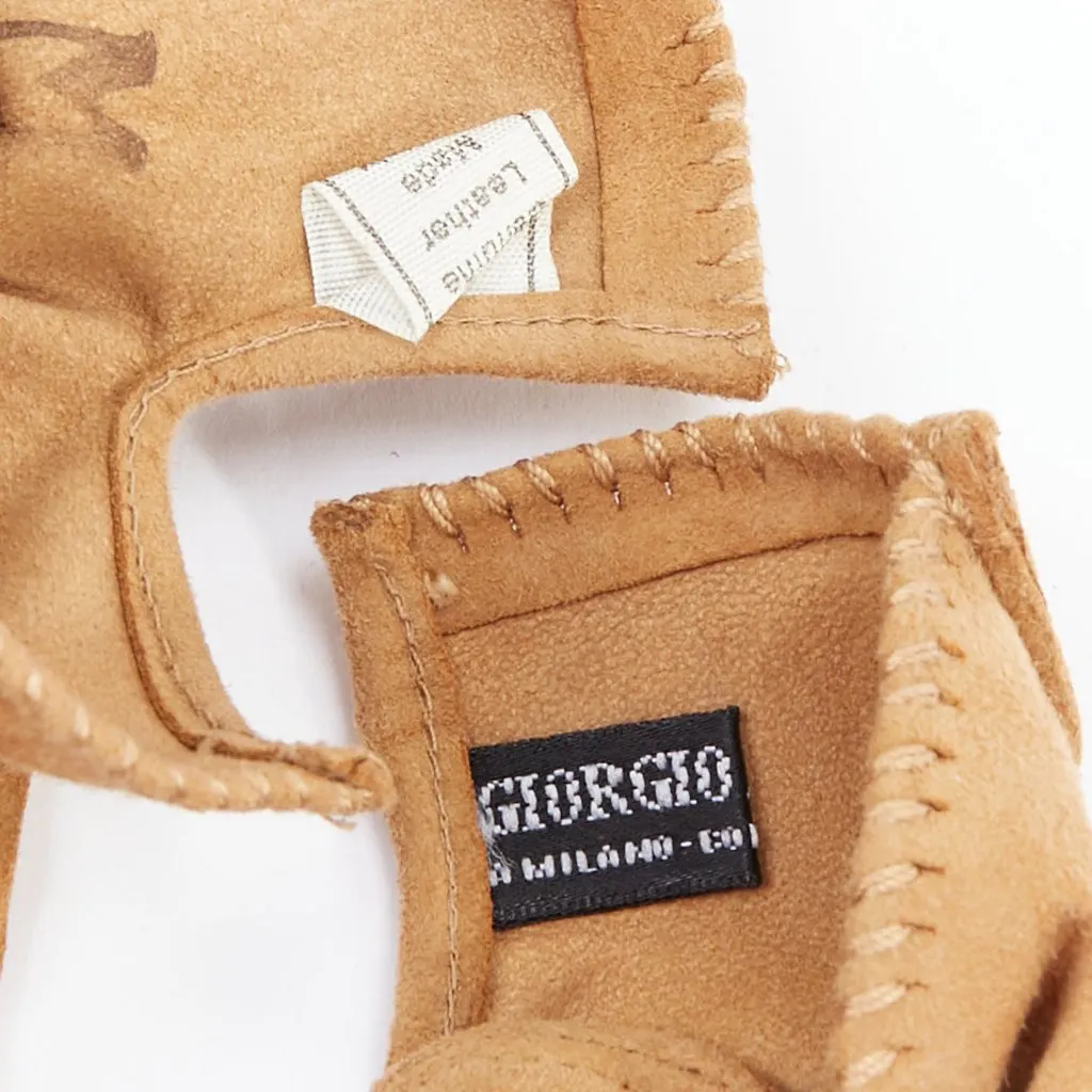 Giorgio Armani Satin Evening Gloves Brown Suede Good - Box View
