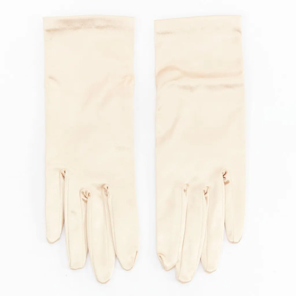 Giorgio Armani Long Satin Gloves Gold Silk Very good - Front View