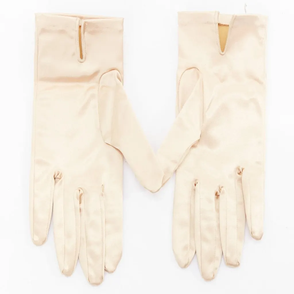 Giorgio Armani Long Satin Gloves Gold Silk Very good - Back View