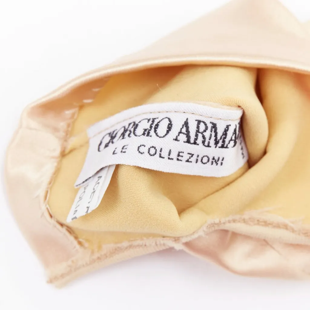 Giorgio Armani Long Satin Gloves Gold Silk Very good - Box View