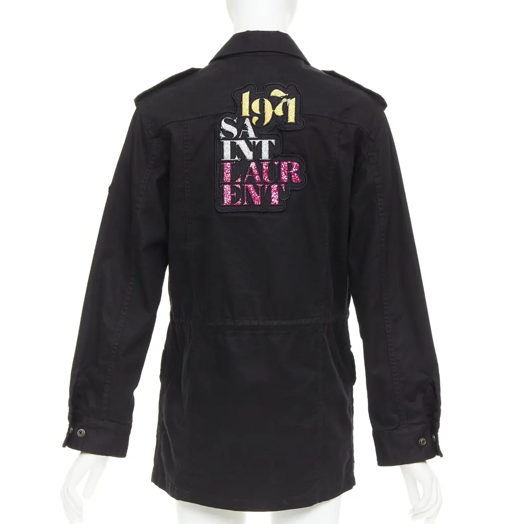 Saint Laurent Black Cotton Coat Black Cotton Good - Front View
