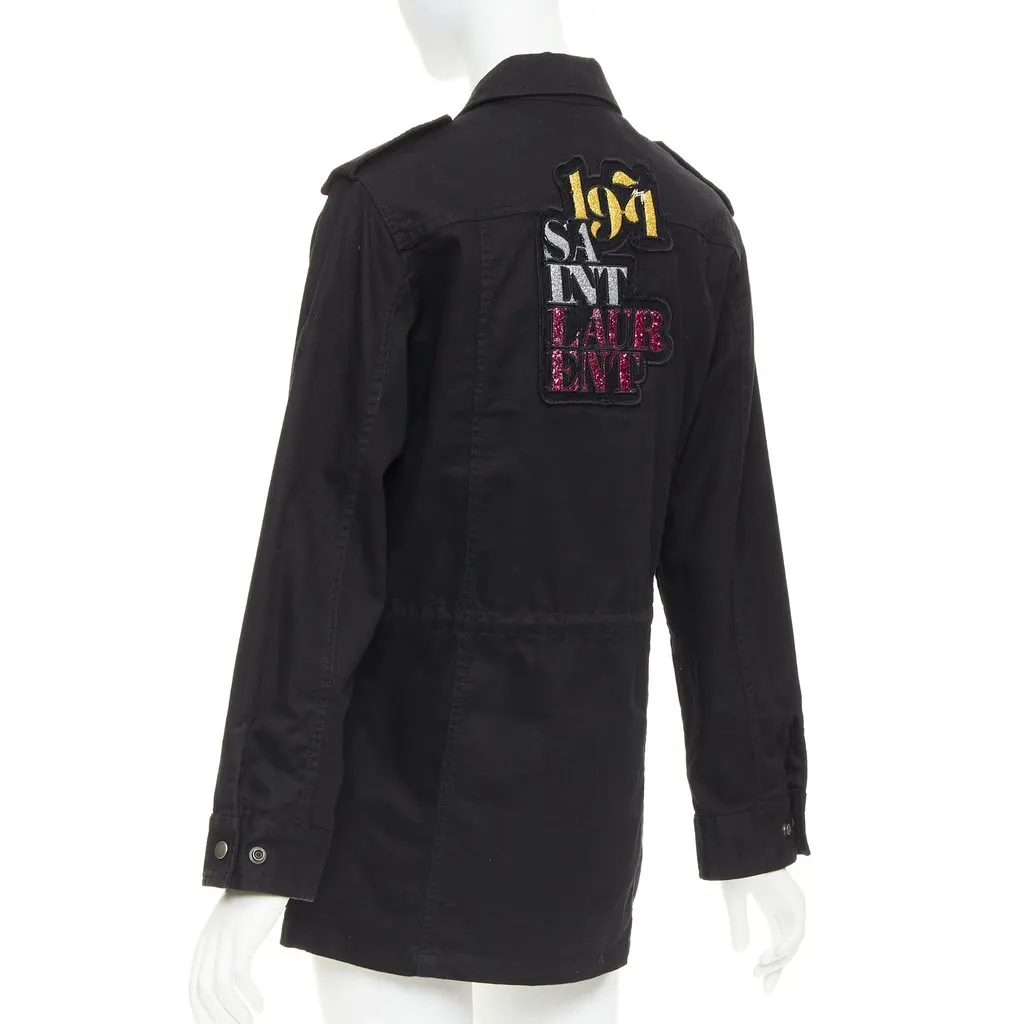 Saint Laurent Black Cotton Coat Black Cotton Good - Box View