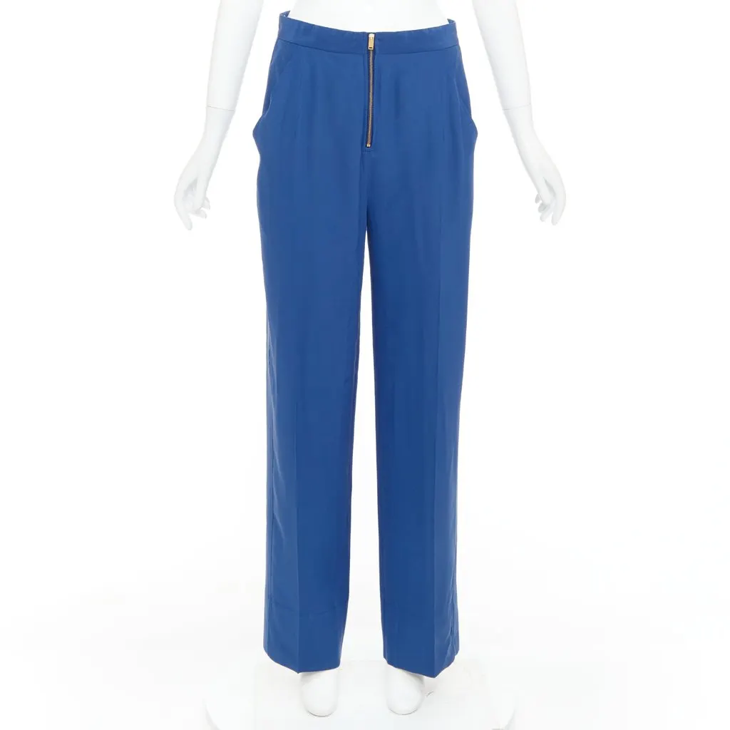 Celine Blue Silk Trouser Blue Silk Very good - Front View