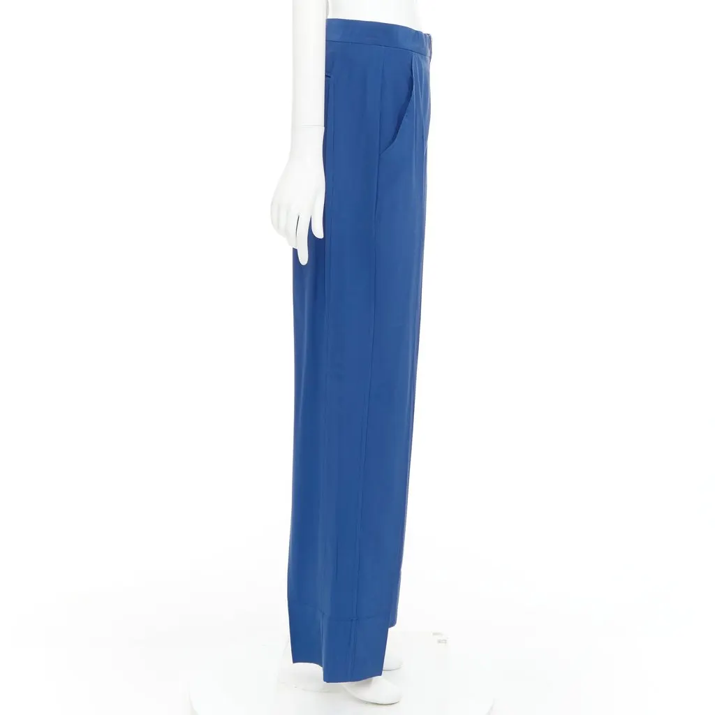 Celine Blue Silk Trouser Blue Silk Very good - Model View