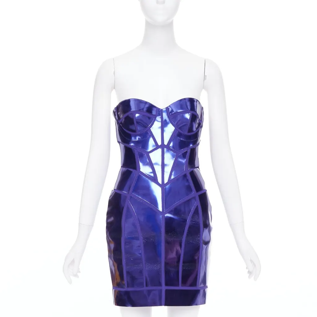 Versace Blue Silk Dress Blue Silk Fair - Front View