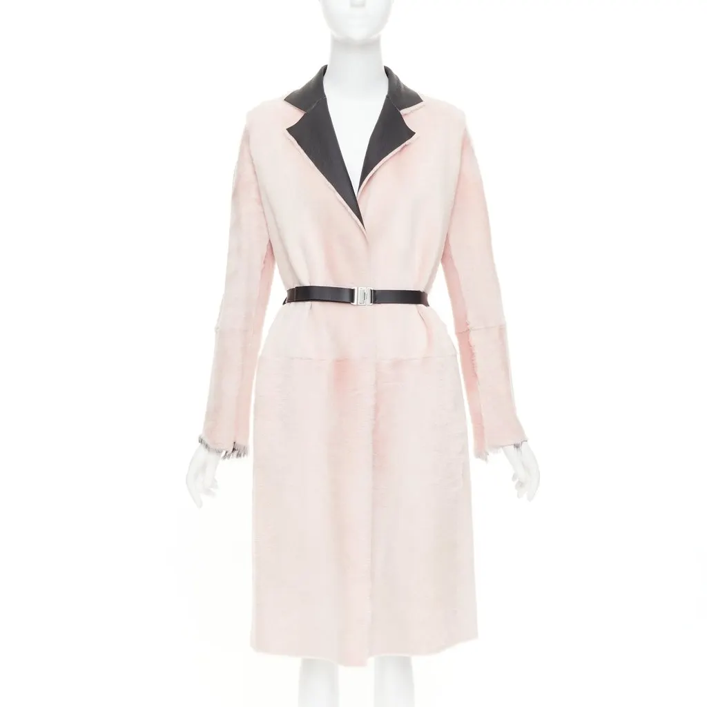 Celine Pink Leather Coat Pink Leather Very good - Front View