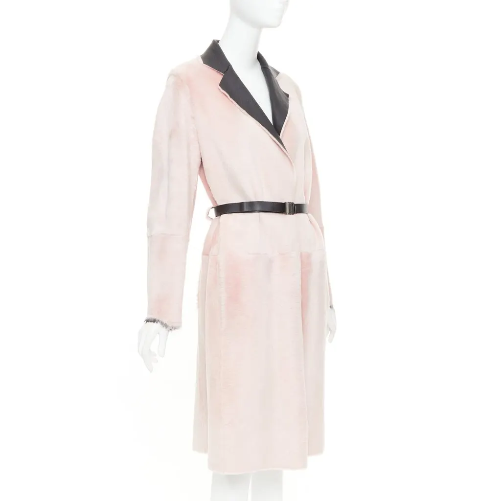 Celine Pink Leather Coat Pink Leather Very good - Model View