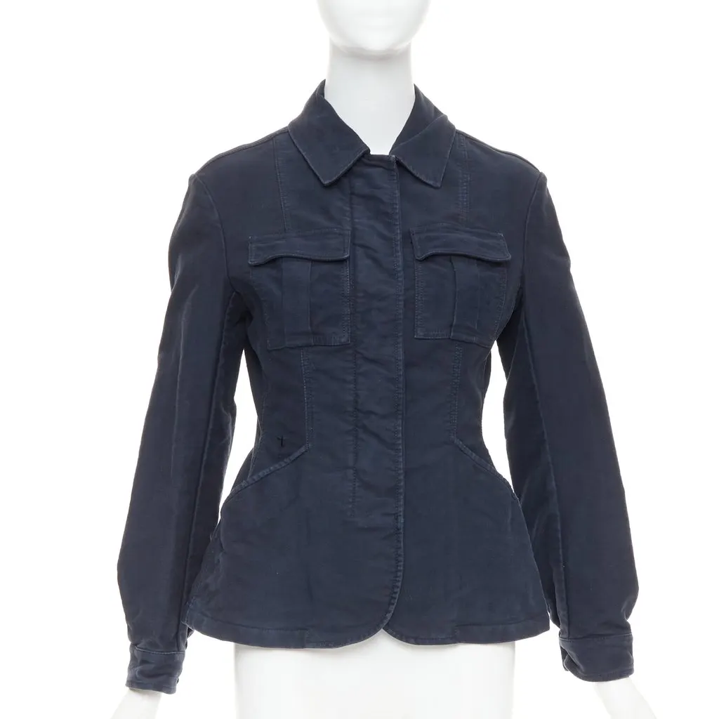 Dior Navy Cotton Coat Navy Cotton Very good - Front View