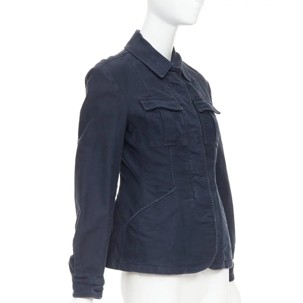Dior Navy Cotton Coat Navy Cotton Very good - Model View